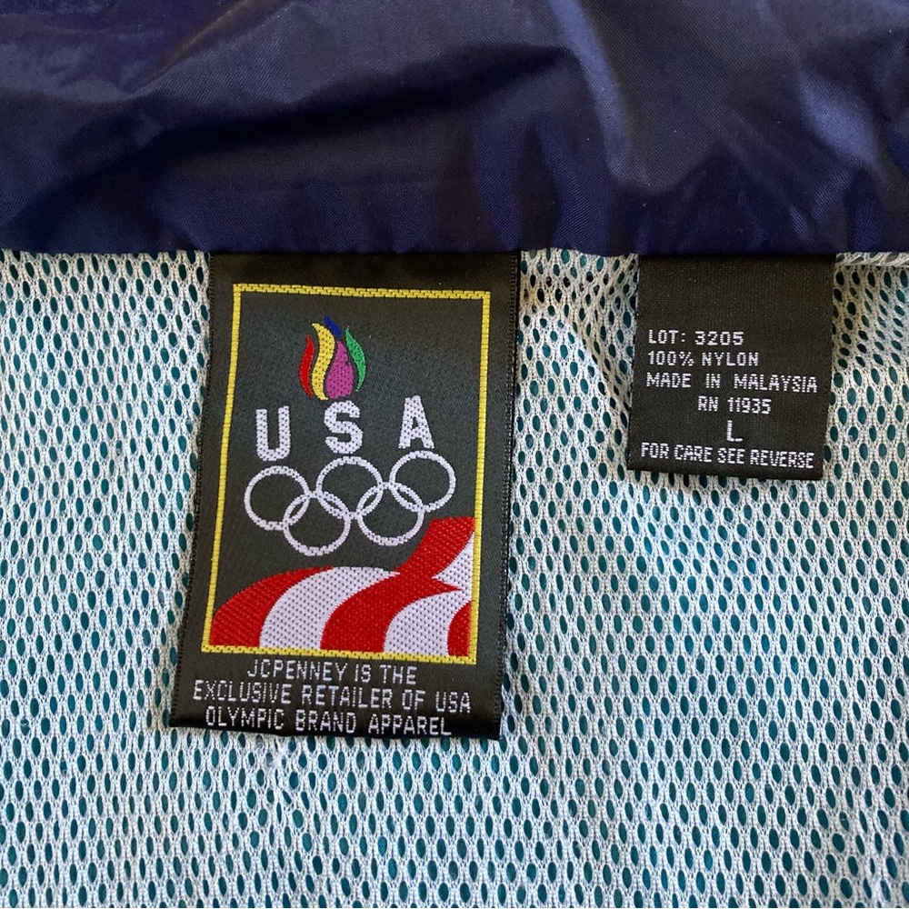 Vintage USA Olympics Color Block Nylon Windbreaker Jacket Full Zip Sz L - Picture 6 of 8